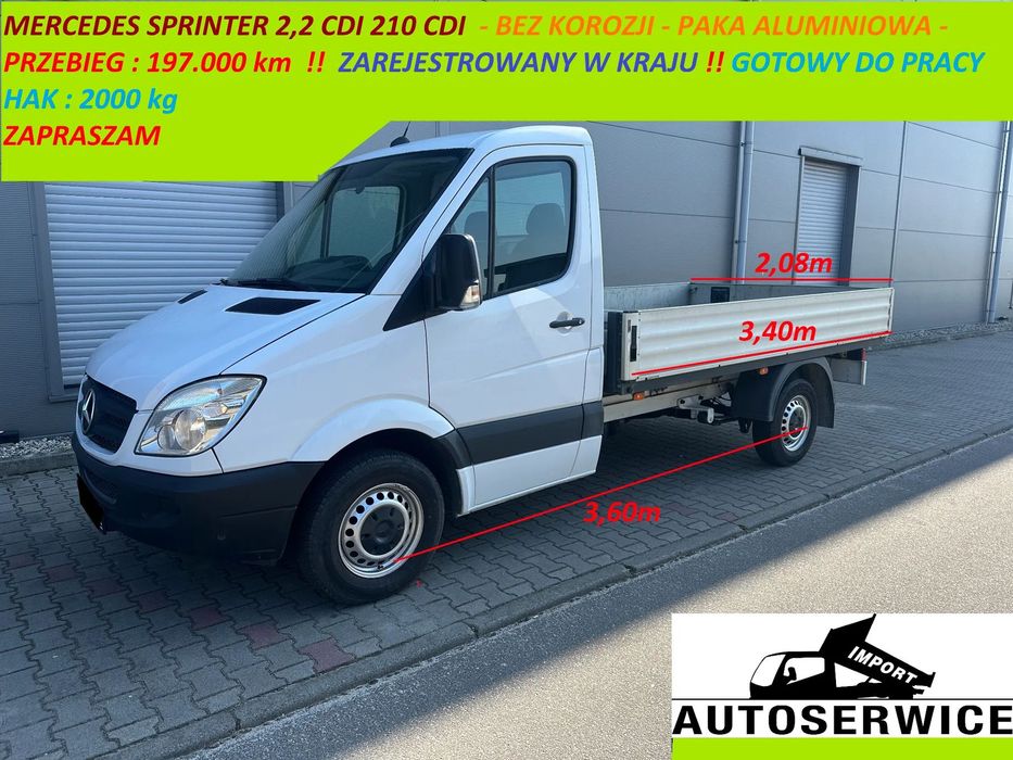 Mercedes-Benz SPRINTER 210 2,2 CDI  Skrzynia Aluminiowa Zarejestrowany GOTOWY DO Pracy !!  Bez Korozji !!