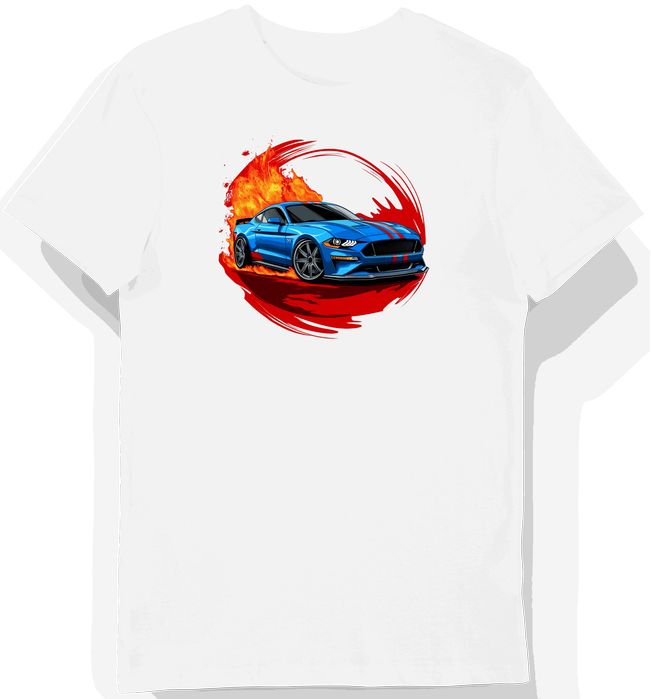 Koszulka męska biała Wyścigowy Mustang GT4 XL