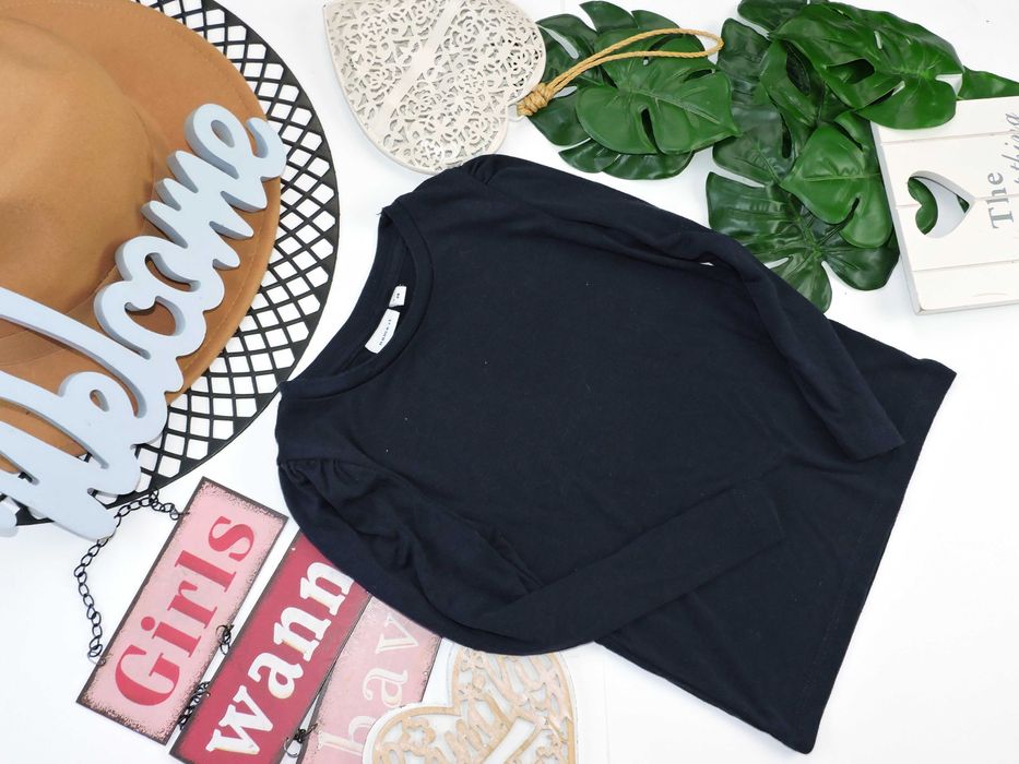 Name It - granatowa bluzeczka prążek , bufiaste ramiona r 98