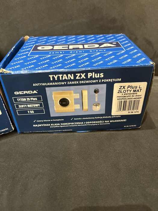Zamek drzwiowy Gerda Tytan ZX Plus kolor Satyna lub Złoty Matowy