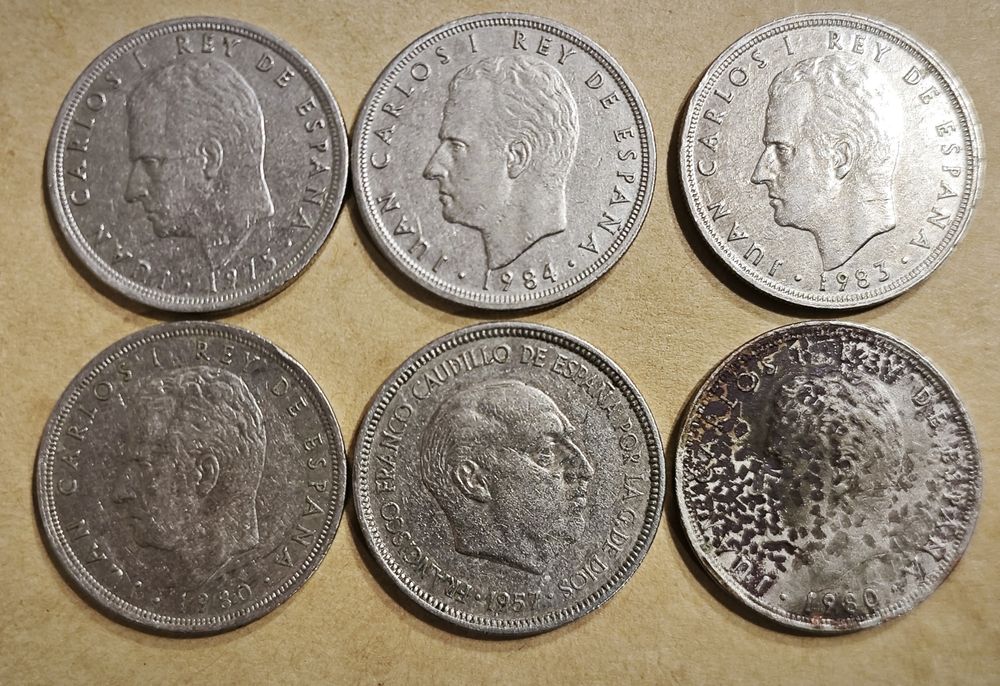 Lote de notas e moedas Peseta de Espanha