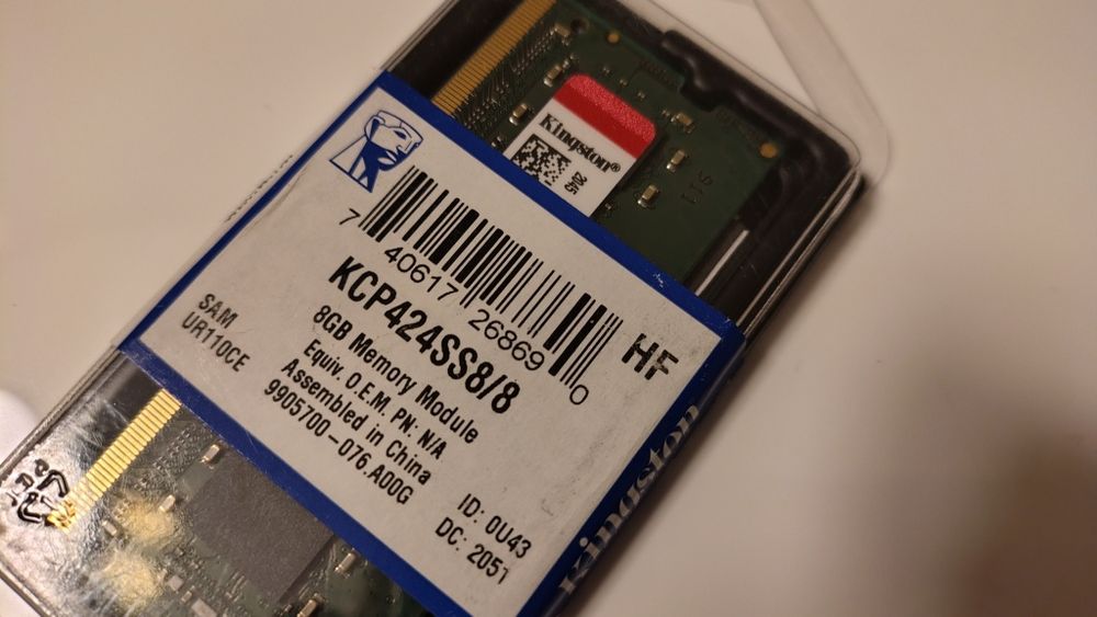 Pamięć RAM Kingston 8GB DDR4 2400MHz SODIMM KCP424SS8/8