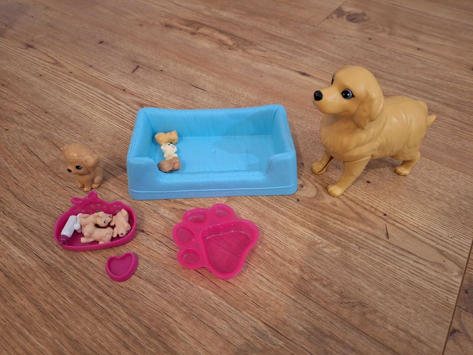 Wielki zestaw Barbie: lalki, pieski, meble, ubranka