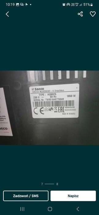 Ekspres do kawy Saeco HD8925