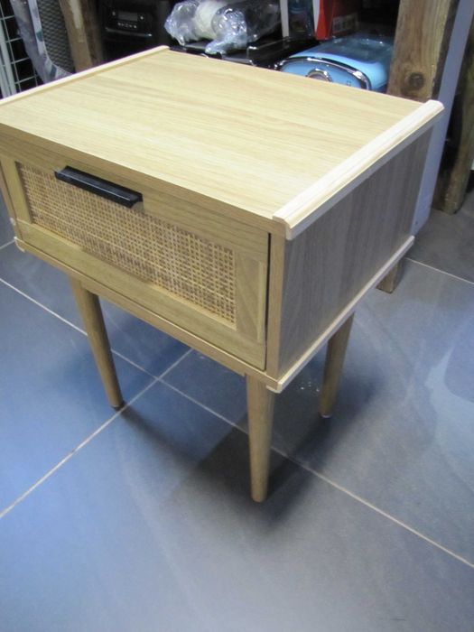 Szafka nocna drewniana styl boho z szufladą BAÏTA