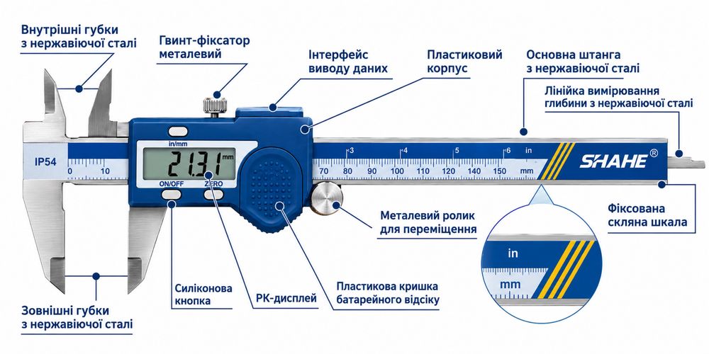 Штангенциркуль електронний SHAHE 150 мм