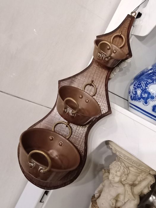 Conjunto de mini tachos antigos em cobre