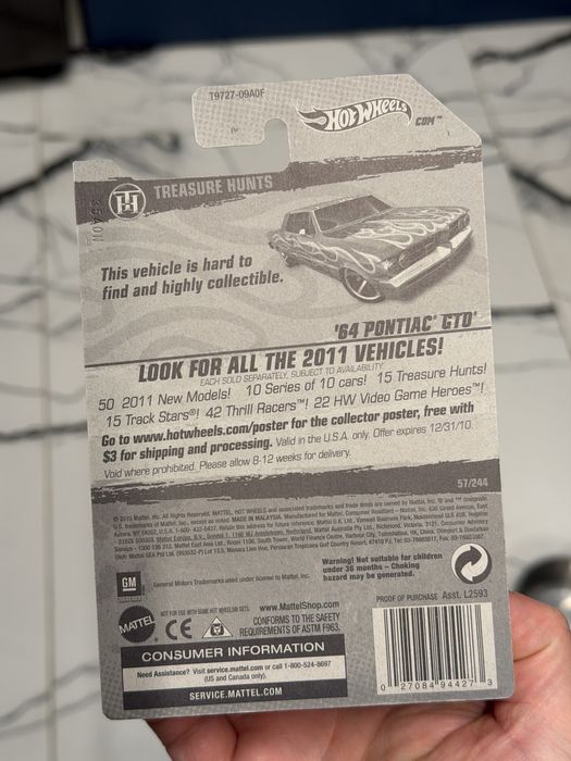 Hot Wheels ’64 Pontiac GTO V8 treasure hunt TH factory sealed 2011!