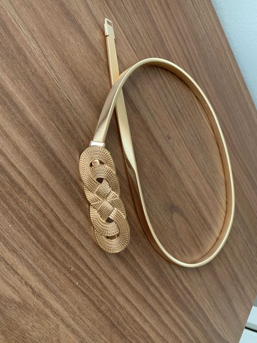 elastyczny złoty pasek zmijka do sukienki, tuniki, swetra 65-125 cm