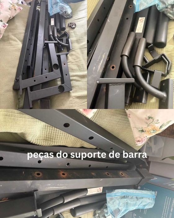 Conjunto de Ginásio Musculação - banco de musculação, suporte para barra, halteres e pesos