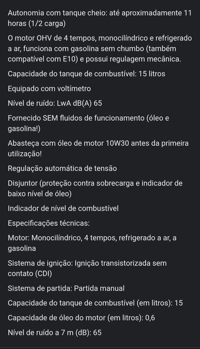 Gerador gasolina Krafetch 80000W 3500w reais 3,75KVA NOVO 3x220V 1x380