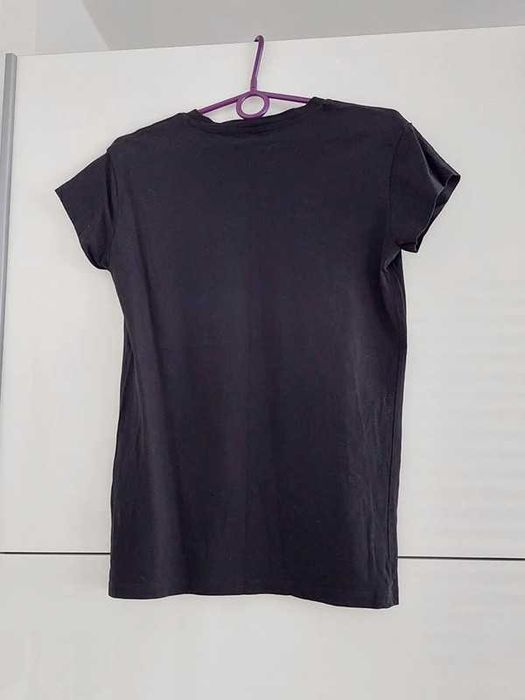 Pull&Bear czarny t-shirt M, bawełniany basic na lato, na krótki rękaw