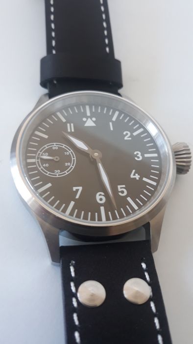 Parnis Pilot Relógio Corda Manual Militar