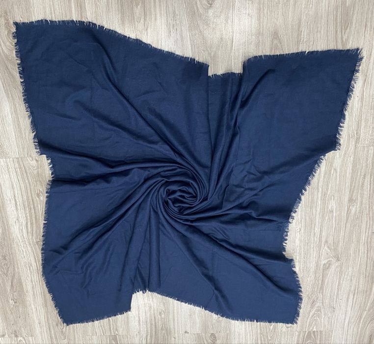 Bardzo duży szal Chusta granatowy narzuta Poncho jak nowy Wełna Viscoza