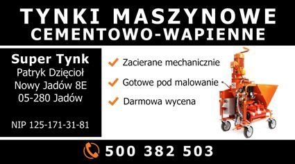 Tynki maszynowe cementowo-wapienne