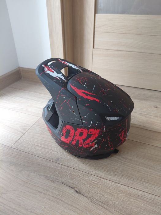 Kask motocyklowy Cross / Enduro ORZ + Gogle lustrzane (Stan  / Nowy)