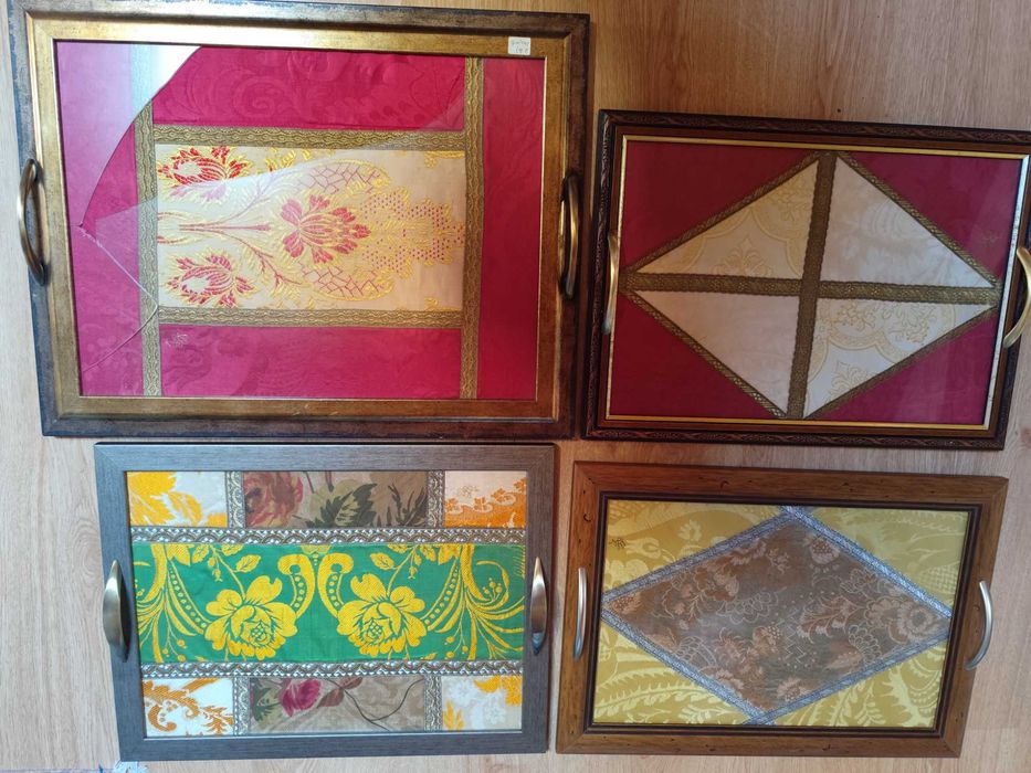 Tabuleiros antigos tecido damasco