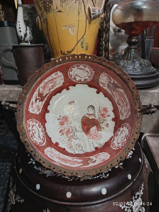 Tigela de porcelana Kutani Japão Séc XIX