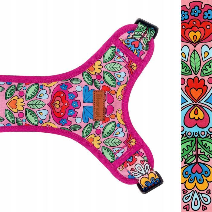 miękkie szelki bezuciskowe puszorek dla psa m 25 mm różowe wzorki