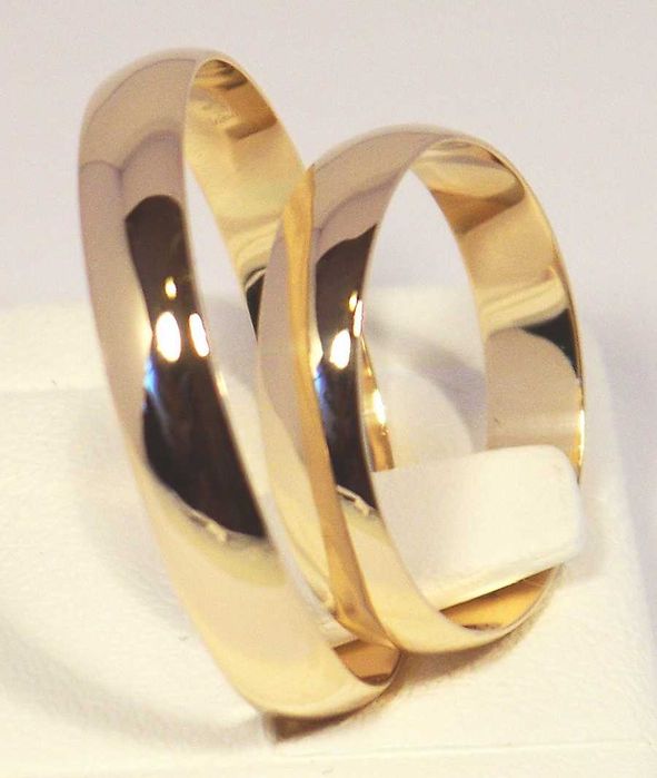 Złote Obrączki 333 Para 2szt 3mm Półokrągłe Grawer Gratis