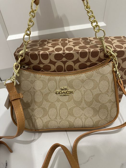 Bezowa torebka coach teri brazowa