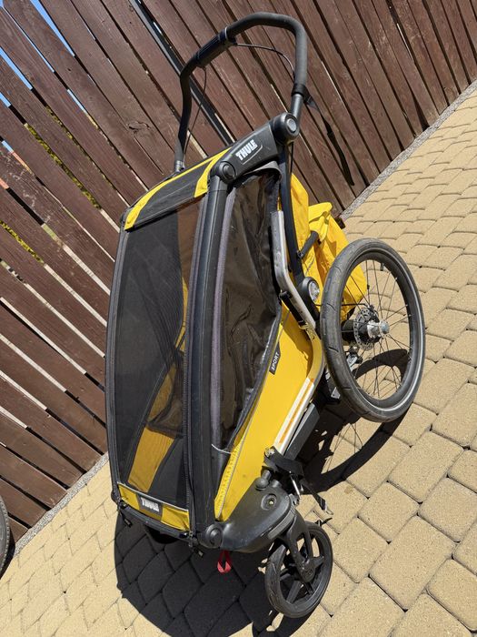 THULE Chariot Sport 1 - przyczepka rowerowa, wózek do roweru 2w1 | Yellow on Black