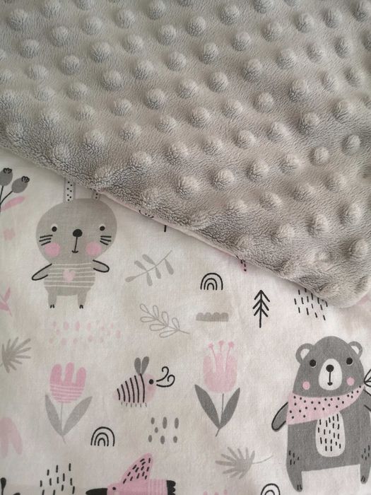 Komplet pościeli dziecięcej+dwustronny koc Minky z wypełnieniem