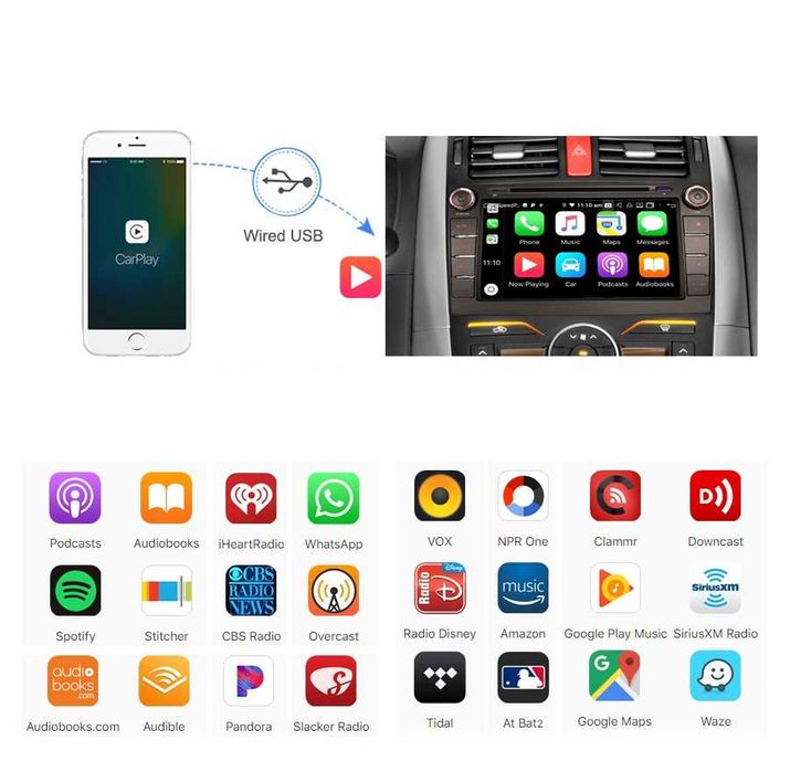 CarPlay Radio FM Android GPS WiFi 4G USB SD TOYOTA COROLLA E140 E150