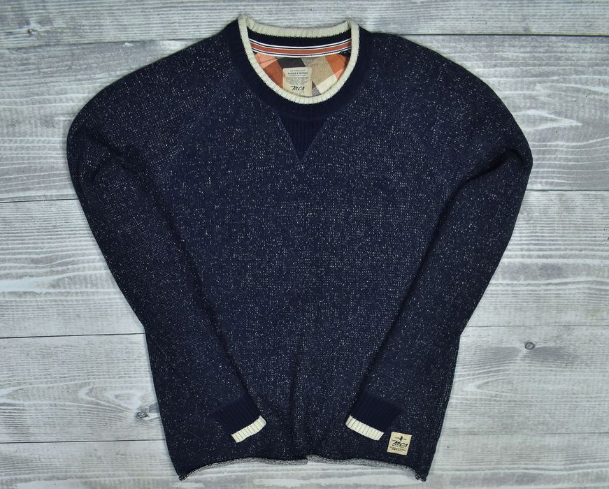 Mcs Granatowy Wełniany Sweter Męski Crewneck Xxl