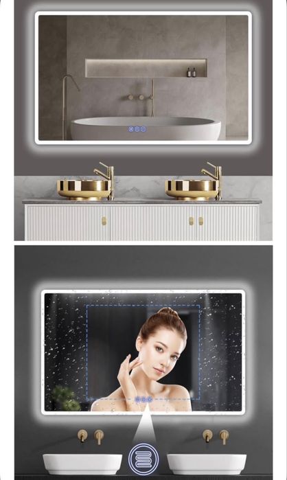 Espelho de casa de banho Baklon com iluminação LED 120x70