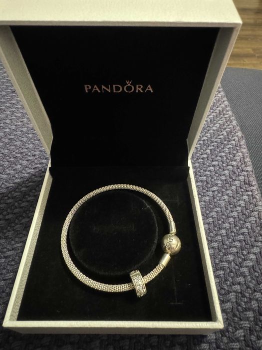 Bransloletka Pandora 17 cm mesh plus 1 charm