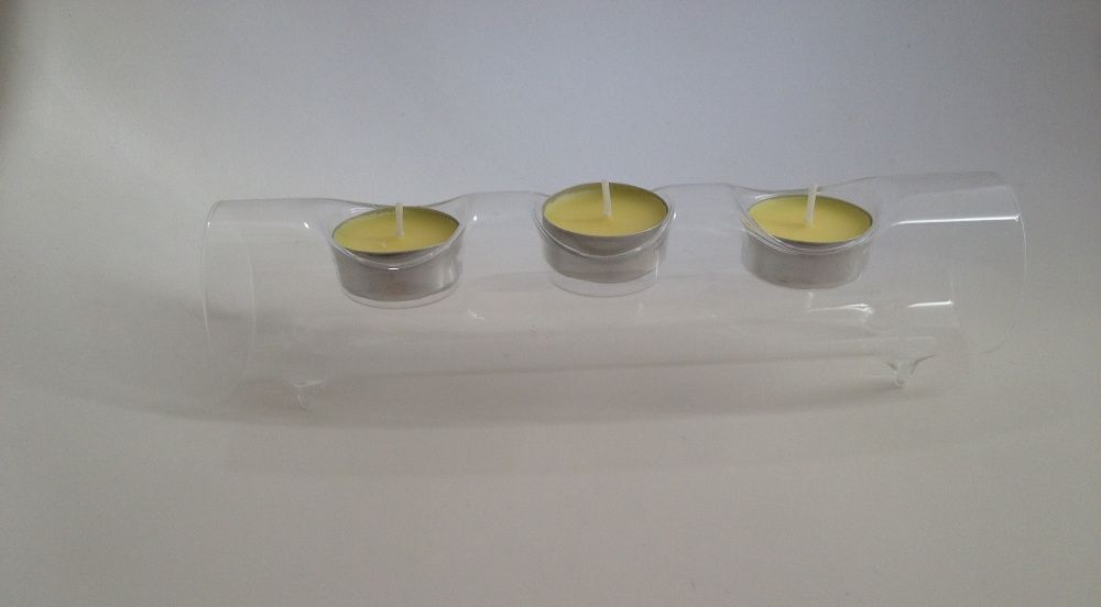 Porta 3 velas tubo transparente