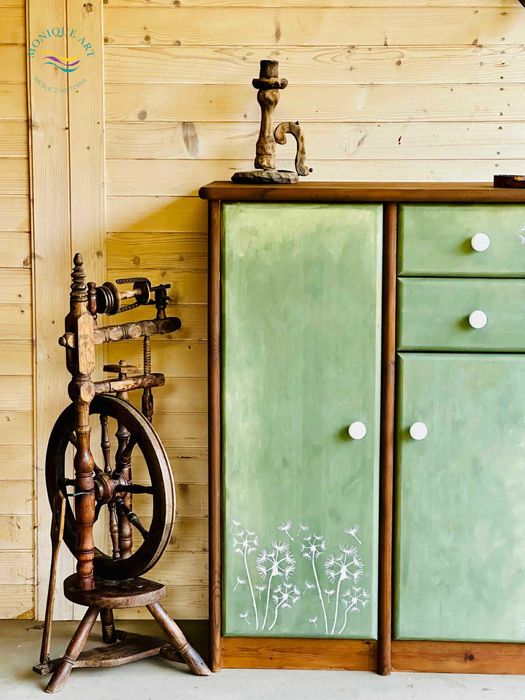 OBNIŻKA CEN !Ręcznie malowana, zielona komoda, szafka na buty, wysyłka