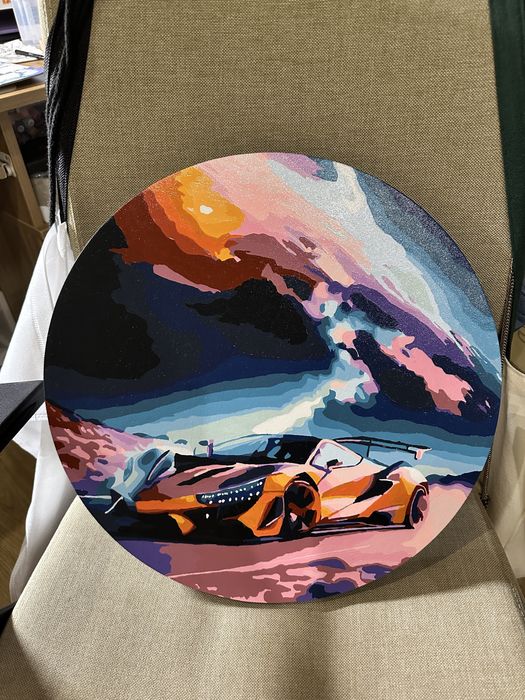 Obraz malowany recznie samochód auto akryl na ramie