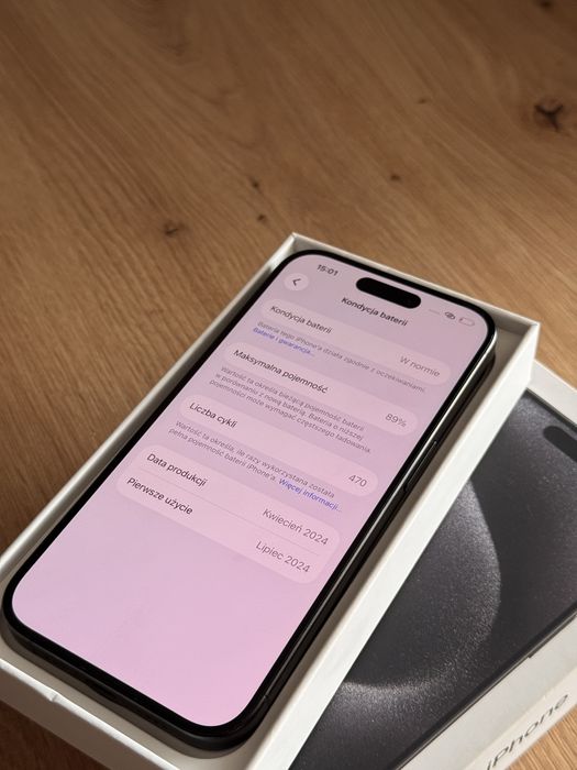 iPhone 15 Pro 128GB 89% kondycji baterii