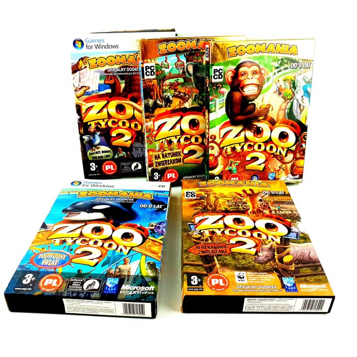 ZOO TYCOON 2 i dodatki Wymarłe gatunki Podwodny świat Afrykańskie PL
