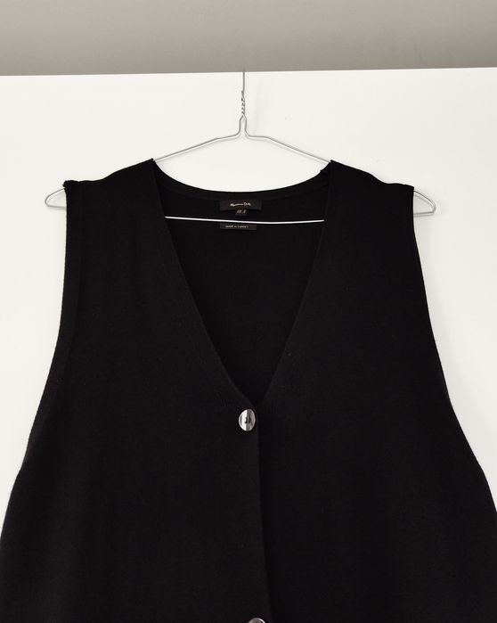 Kamizelka Massimo dutti 36 S czarna wiskozowa długa na guziki
