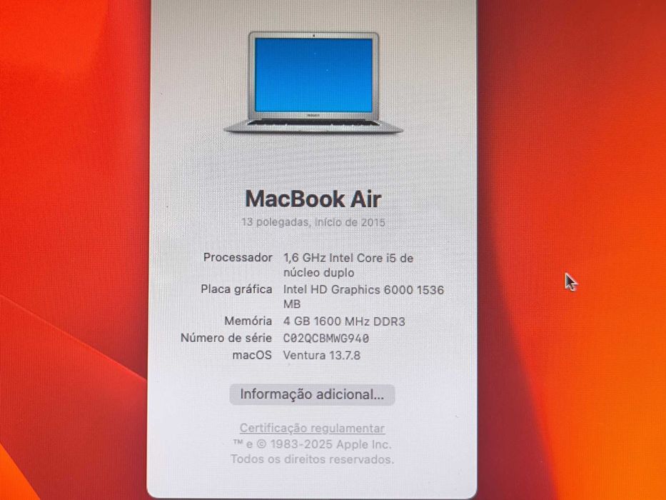 Apple Macbook AIR 13 i5 ssd 128GB
