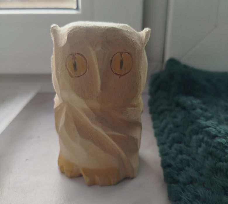 Drewniana sowa ozdoba dekoracja figurka na prezent