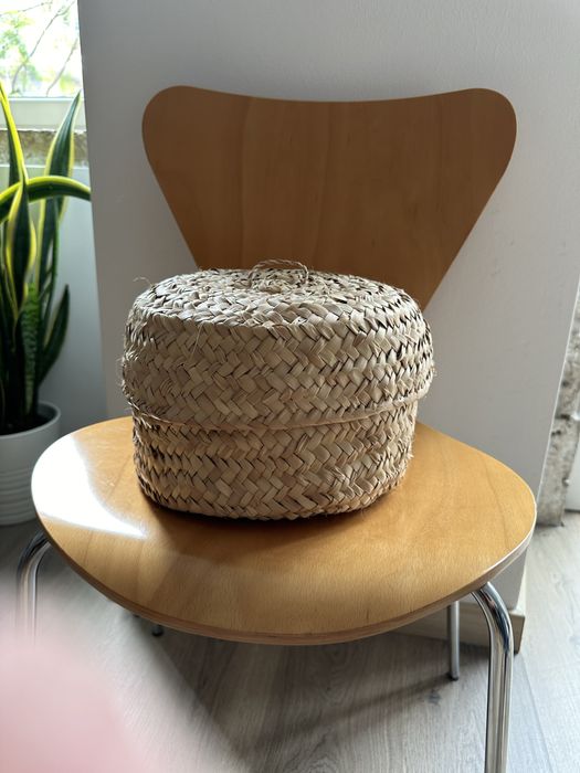 Cestos caixas em palma com tampa