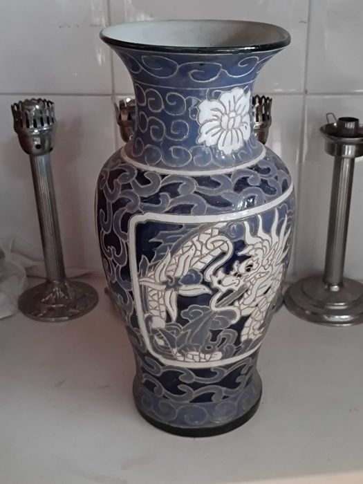 Jarro antigo de 39cm com Dragão Chinês