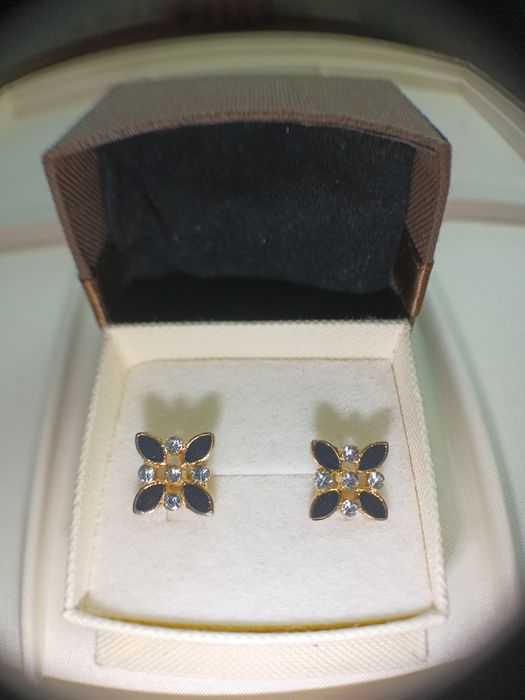 Srebro pozłacane kolczyki sztyfty 925 piękne cyrkonie