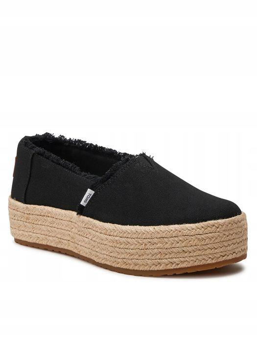 Toms czarne espadryle damskie na platformie wsuwane 37 6la