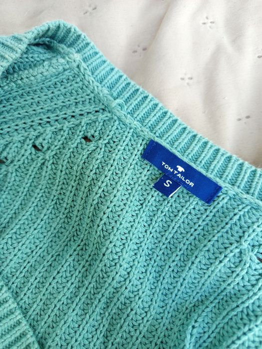 Bawełniany sweter damski jesienny zimowy zielony S