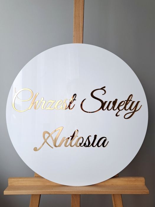 Dekoracje sali tablica powitalna Chrzest Święty personalizacja pleksi