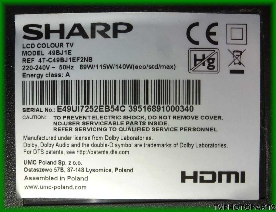 плата блок живлення PW.188W2.711 для Sharp 49BJ1