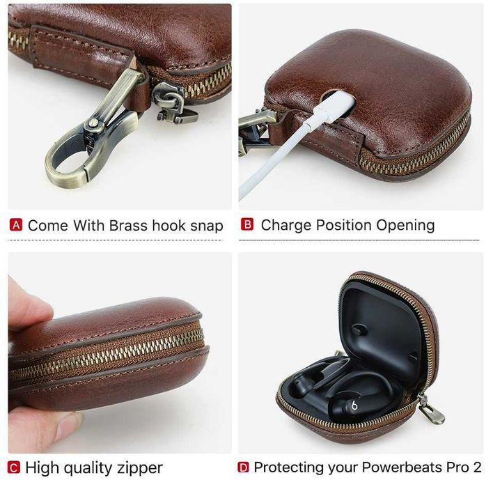 Capa para Airpods Pro3 em pele de bovino com gravação personalizada