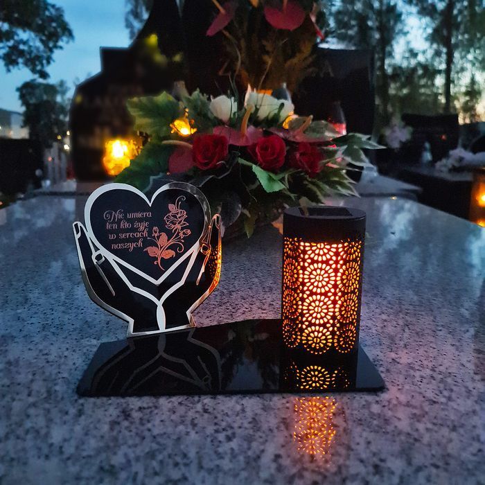 Solarny znicz LED STATUETKA NA CMENTARZ GRÓB DUŻA wieczna lampka