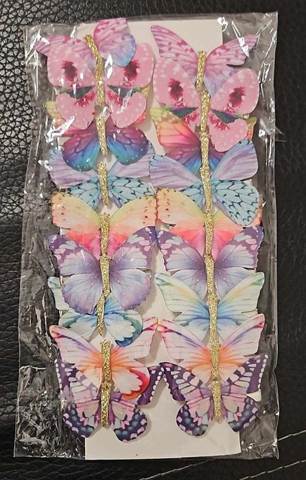 18 sztuk brokatowych spinek do włosów z motylami
