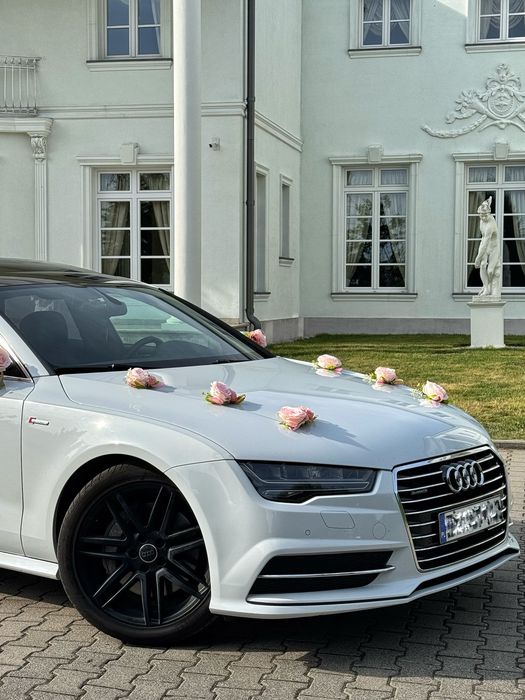 Białe Audi A7 S-Line, wynajem na ślub/inne uroczystości